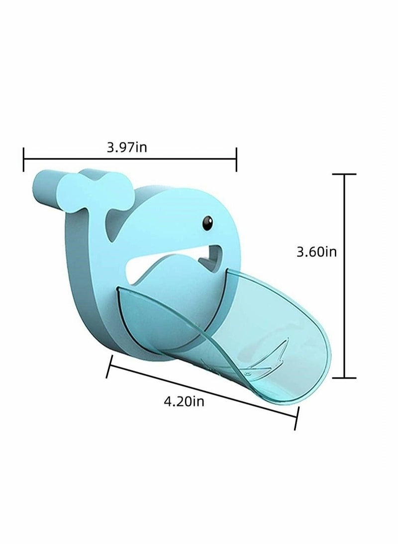 Faucet Extender, Bathroom Extension Spout Accessories, Faucet Extender Sink, for Kids Adapter Easy Assembly, for Kitchen Cartoon Whale Faucet Cover, 2PCS (Blue & Pink)