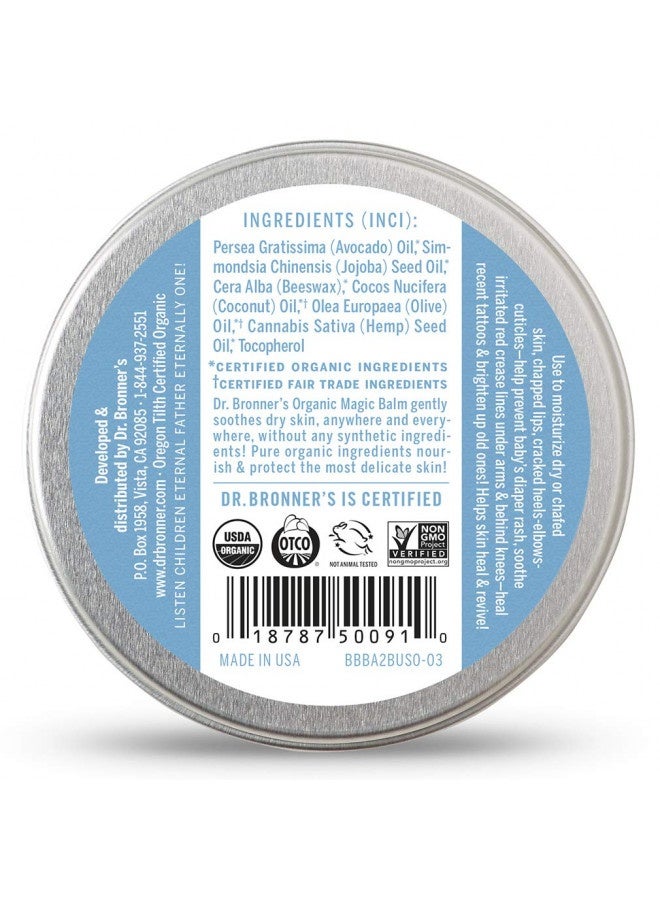 Dr. Bronner'S - Organic Magic Balm (Baby Unscented, 2 Ounce) - Made With Organic Beeswax And Hemp Oil, Moisturizes And Soothes Hands, Face And Body, Relieves Dry Skin, Helps Prevent Diaper Rash