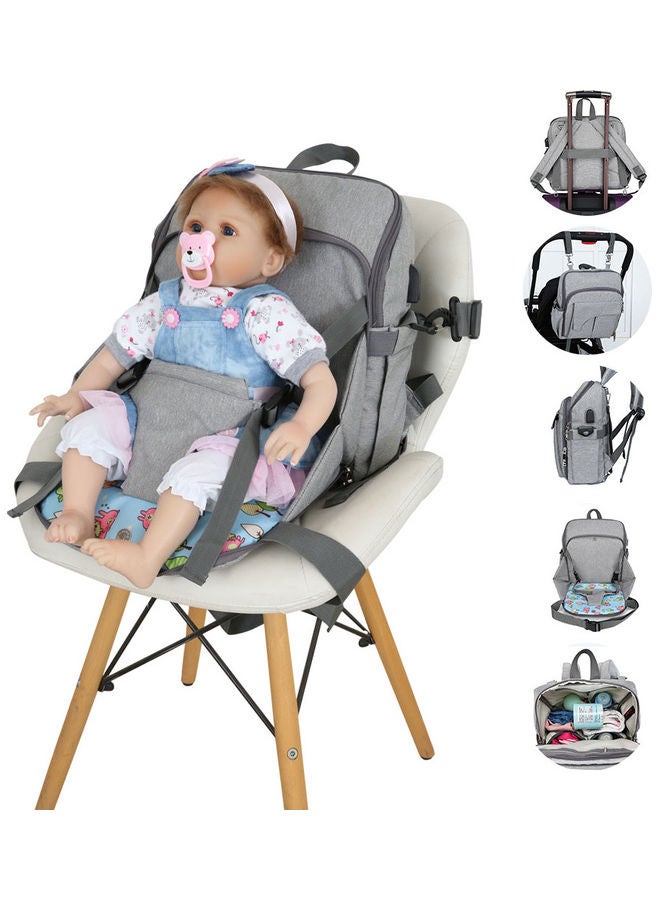 Multi-Functional Diaper Bag & High Chair Strap with USB Charging Port and Stroller