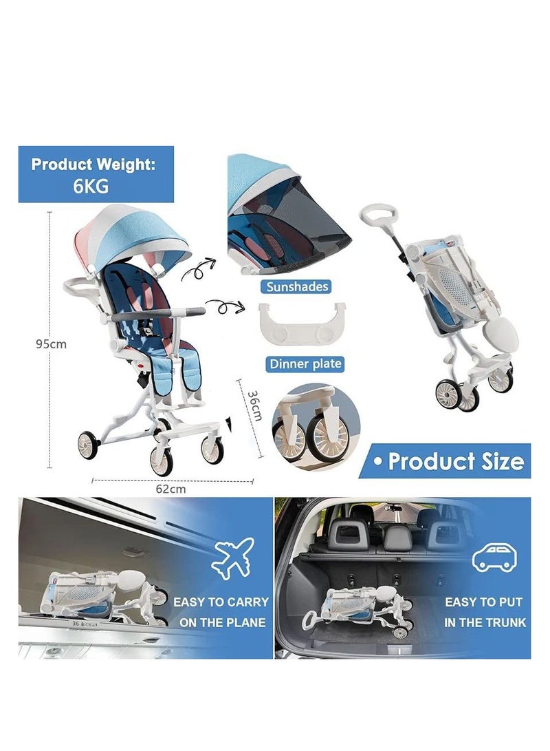 Lightweight Stroller, Convenience Stroller with 360 Degree Rotational Seat, Baby Toddler Stroller for Travel, Multi Position Recline, Ultra Compact Fold & Airplane Ready Travel Stroller