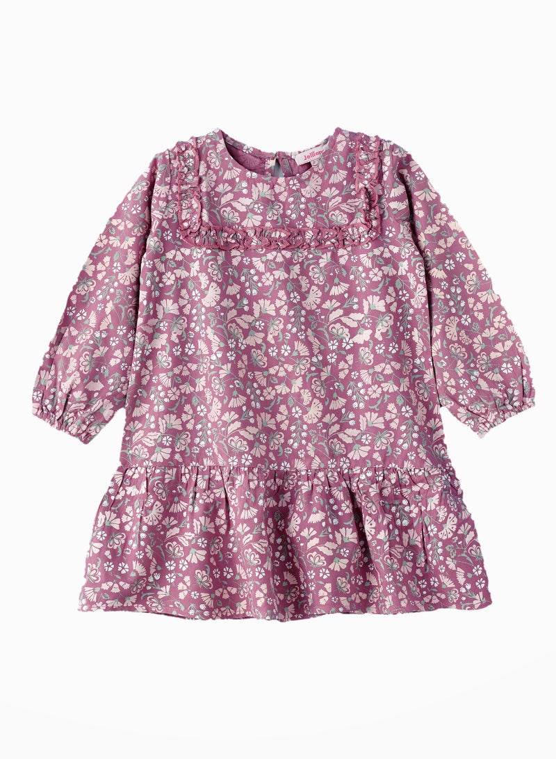 Blooming Elegance: Girls' Viscose Floral Dress