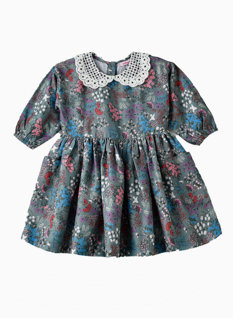 Twirling Through Summer: Girls' Viscose Floral Sundress