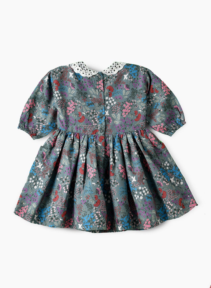 Twirling Through Summer: Girls' Viscose Floral Sundress