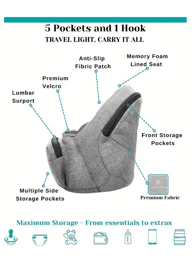 New Ergonomic Bench Design Baby Lumbar Carrier Grey