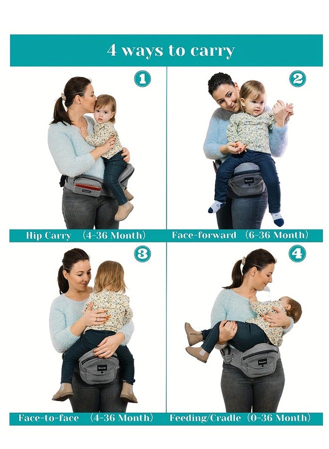 New Ergonomic Bench Design Baby Lumbar Carrier Grey