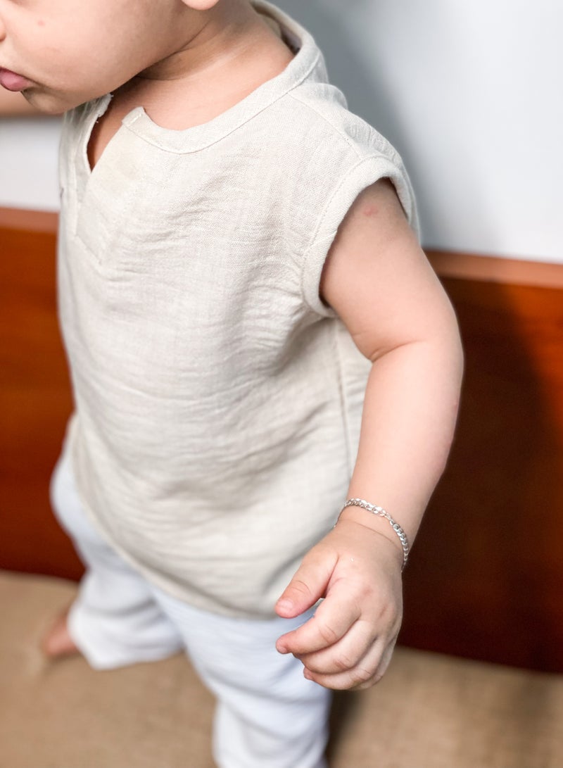 PURE LINEN TANK TOP AND PANTS FOR TODDLER BOYS