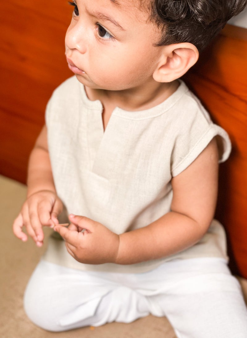 PURE LINEN TANK TOP AND PANTS FOR TODDLER BOYS