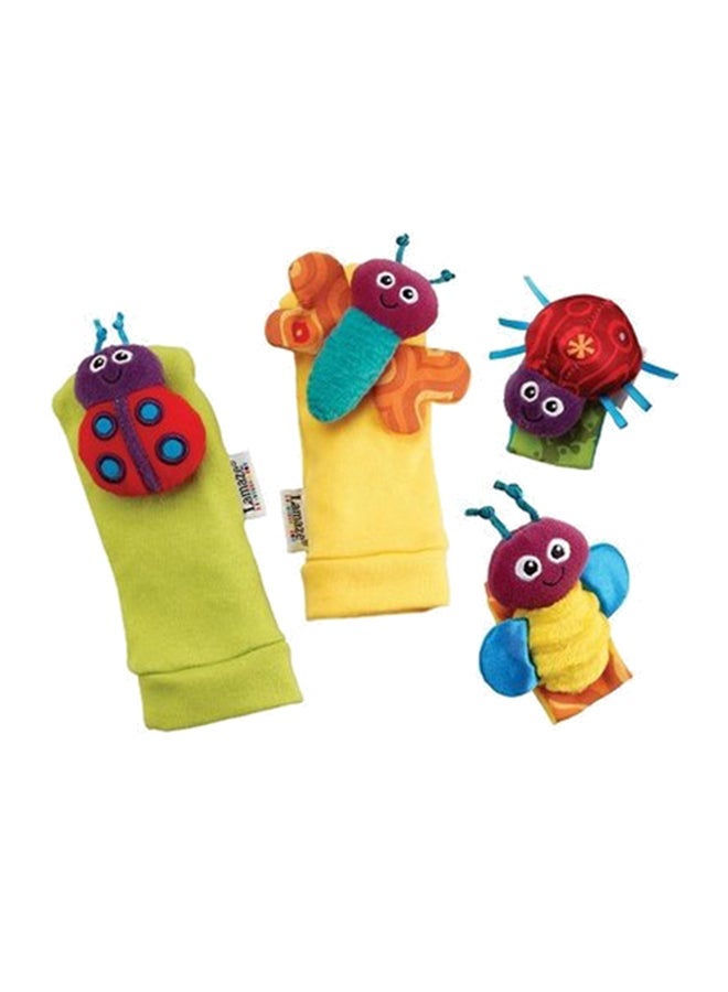 4-Piece Infant Socks And Wrist Rattle Soft Toy