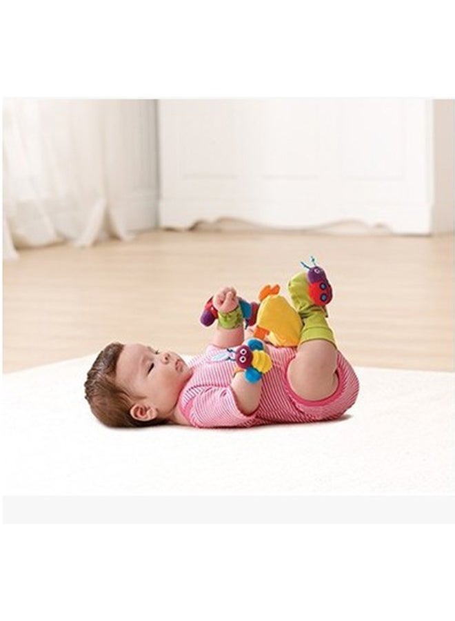 4-Piece Infant Socks And Wrist Rattle Soft Toy