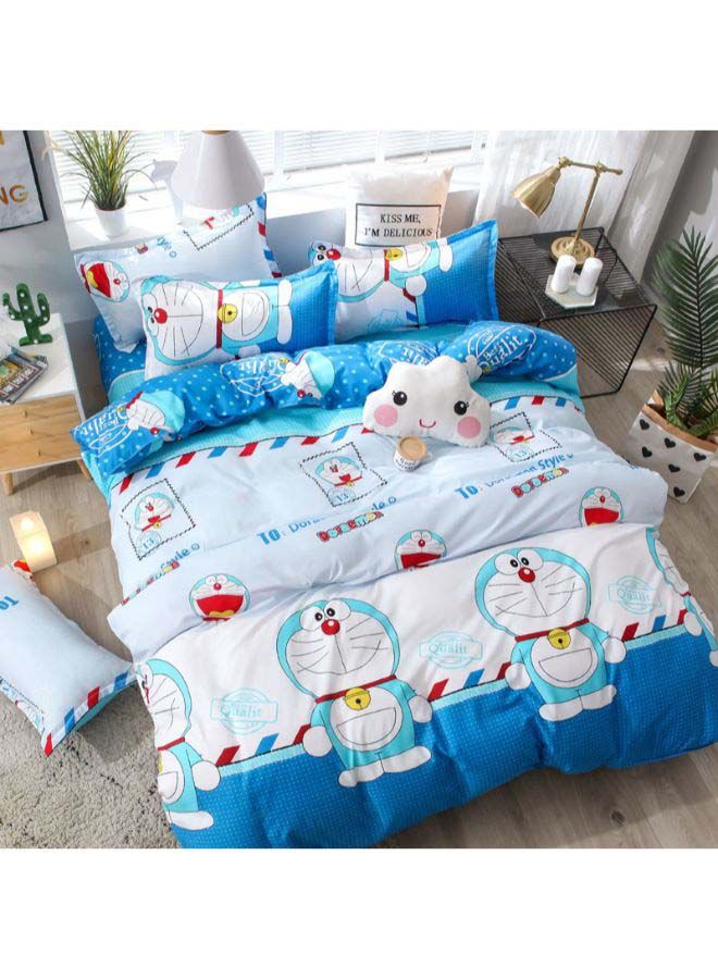 3-Pieces Of Doraemon Bedding Set polyester Blue/White