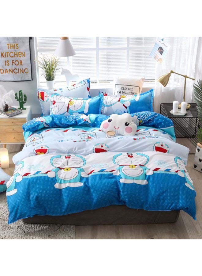 3-Pieces Of Doraemon Bedding Set polyester Blue/White