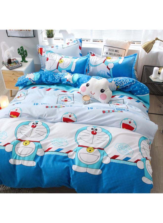 3-Pieces Of Doraemon Bedding Set polyester Blue/White