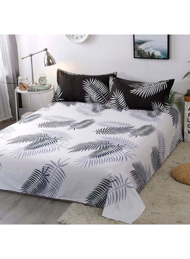 4-Piece European Style Bedding Set Polyester Black/White