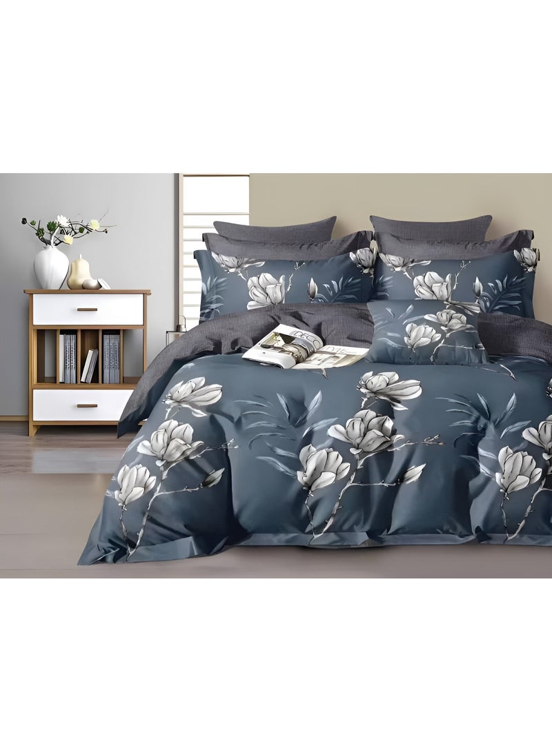 Duvet Cover Set 6 Pieces Cotton King Size Luxurious Bedding Set, Modern and Attractive Bedding Set with 1xFitted Sheet, 1xDuvet Cover, 4xPillow Cases