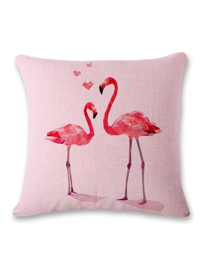 Printed Flamingo Cushion Polyester Pink/Red 45x45centimeter