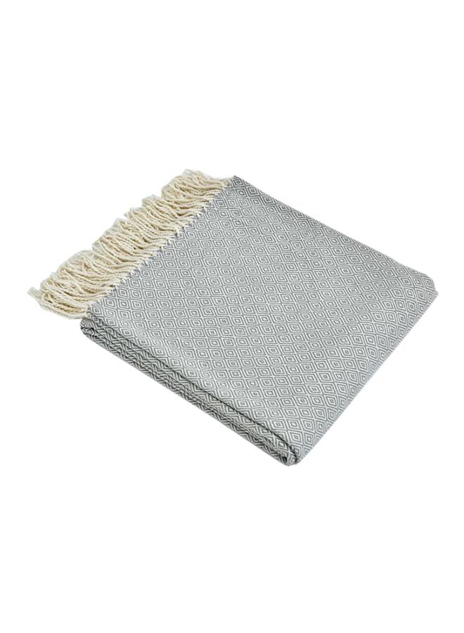 Tassels Design Soft Blanket Cotton Silver 120centimeter