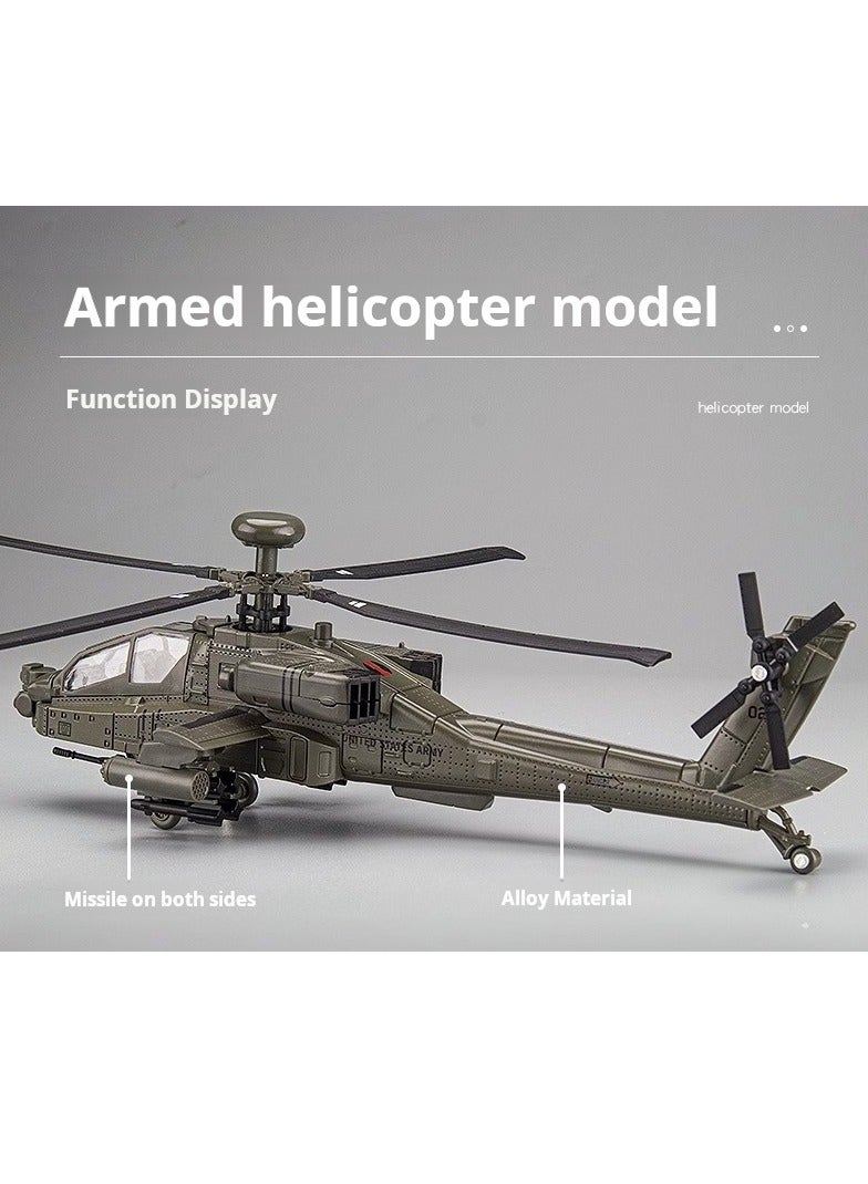 1:64 Apache Helicopter Alloy Model Toy - Model Plane - Military Helicopter Toy - Air Force Combat Fighter Model With Lights And Sounds - Army Plane Toys For Kids Boys Girl Gift