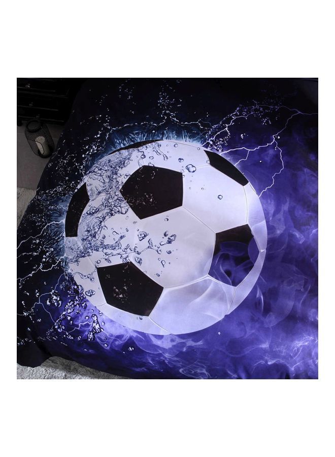 2-Piece Football Printed Bedding Set Polyester Purple/Black/White