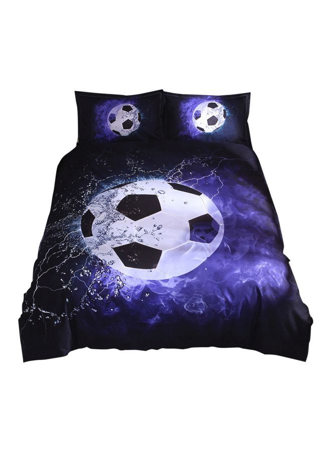 2-Piece Football Printed Bedding Set Polyester Purple/Black/White