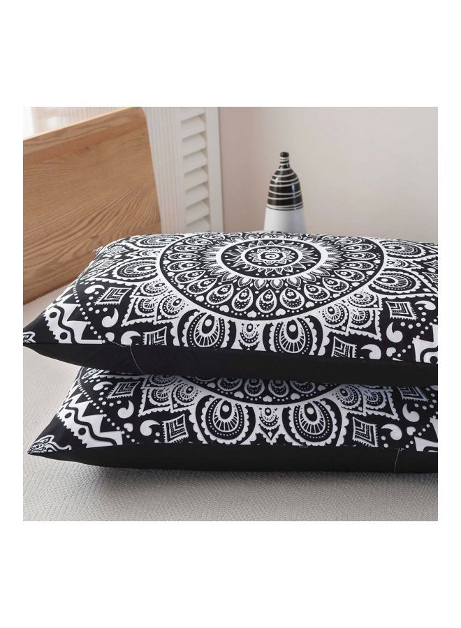 3-Piece Ethnic Styled Bed Cover Set Polyester Black/White Full