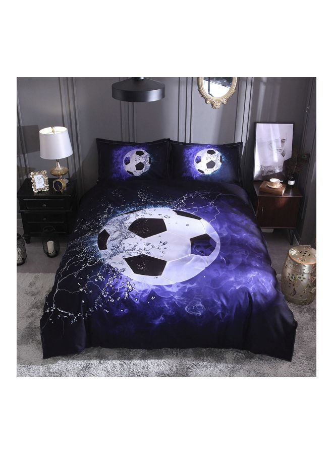 3-Piece Printed Bed Sheet Set Polyester Purple/White/Black King