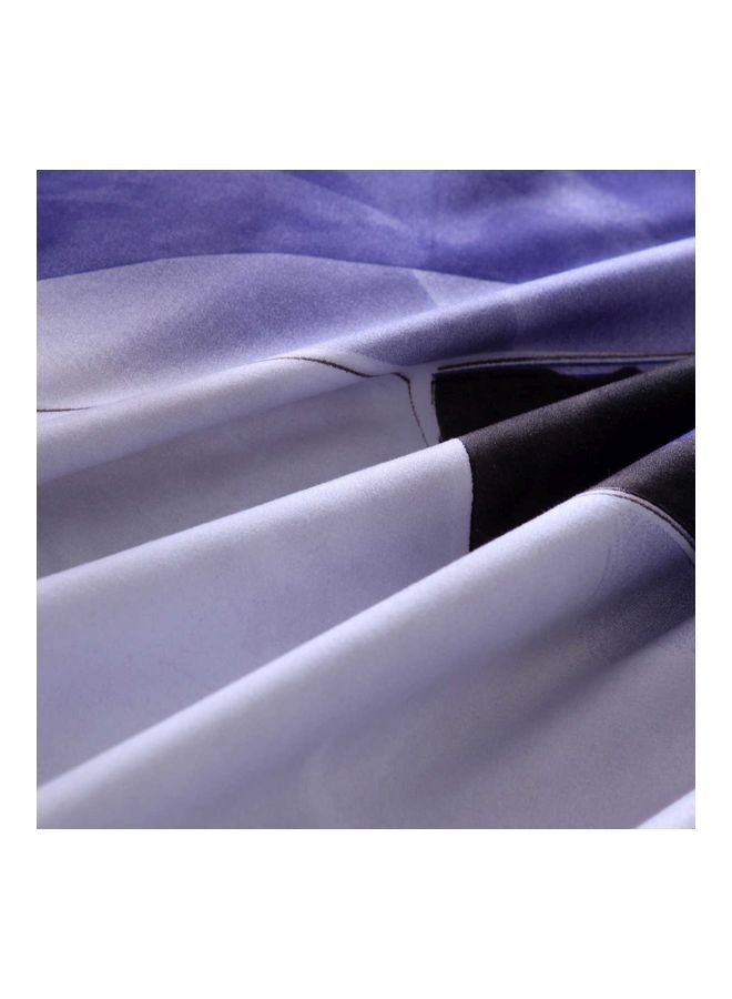 3-Piece Printed Bed Sheet Set Polyester Purple/White/Black King