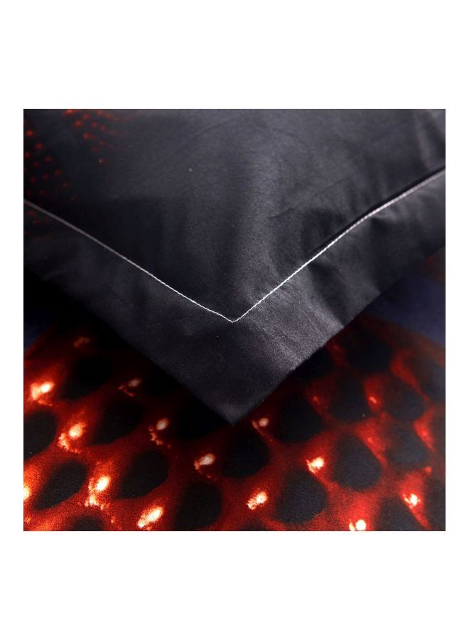 3-Piece Basketball Court Printed Pillowcase With Bed Cover Set Polyester Blue/Orange/Black