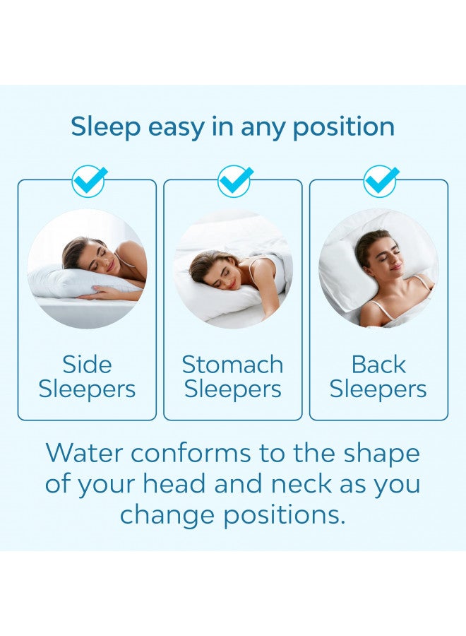 Mediflow Fiber Water Pillow - Adjustable Pillow for Neck Pain Relief, Pillow for Side, Back, and Stomach Sleepers, The Original Inventor of The Water Pillow, Clinically Proven Bed Pillow (1 Pillow)