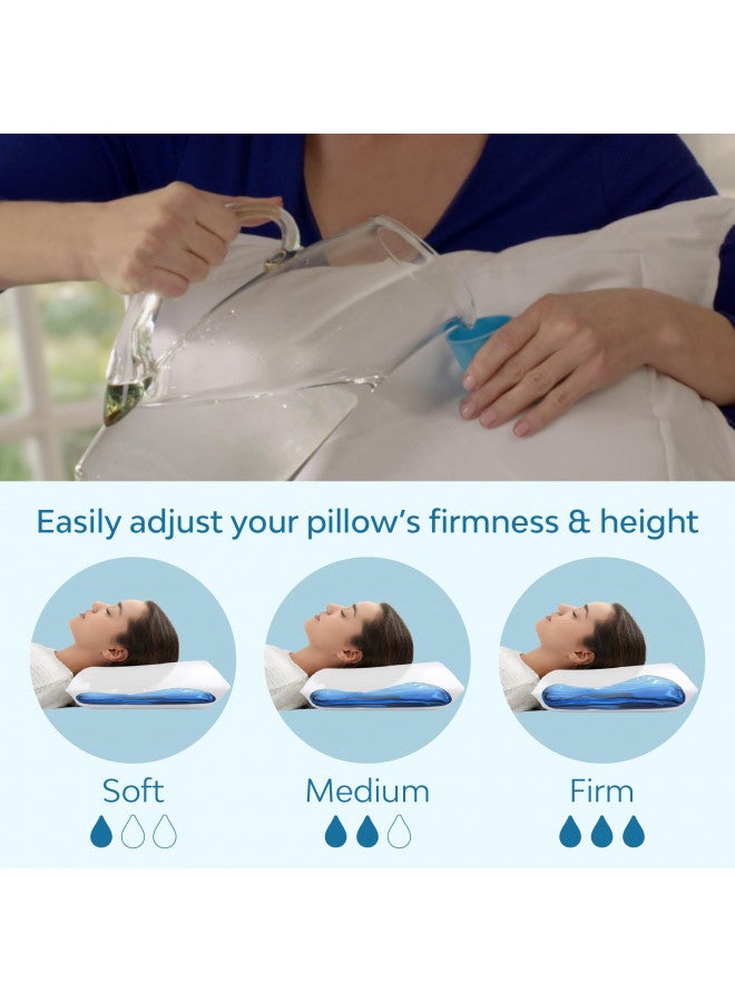 Mediflow Fiber Water Pillow - Adjustable Pillow for Neck Pain Relief, Pillow for Side, Back, and Stomach Sleepers, The Original Inventor of The Water Pillow, Clinically Proven Bed Pillow (1 Pillow)