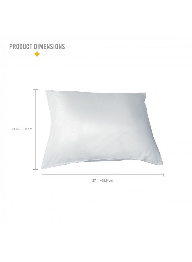 DMI Waterproof Pillow Protector With Zipper, Vinyl Pillow Cover, Travel Pillow Case Cover, Standard, White