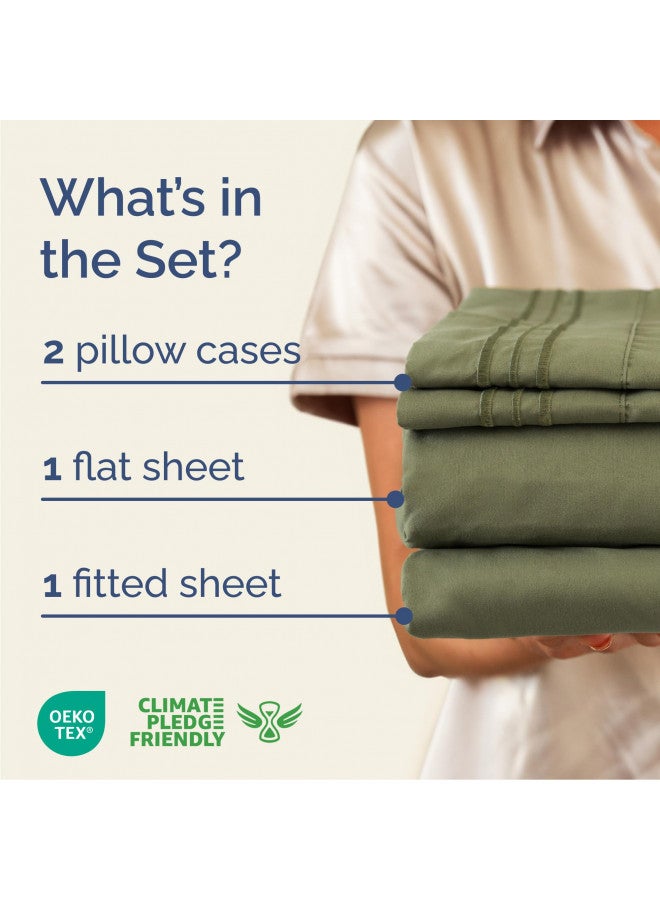 California King Size Sheet Set - Breathable & Cooling - Hotel Luxury Bed Sheets - Extra Soft - Deep Pockets - Easy Fit - 4 Piece Set - Wrinkle Free - Comfy Sage Green Bed Sheets - Cali Kings Sheet