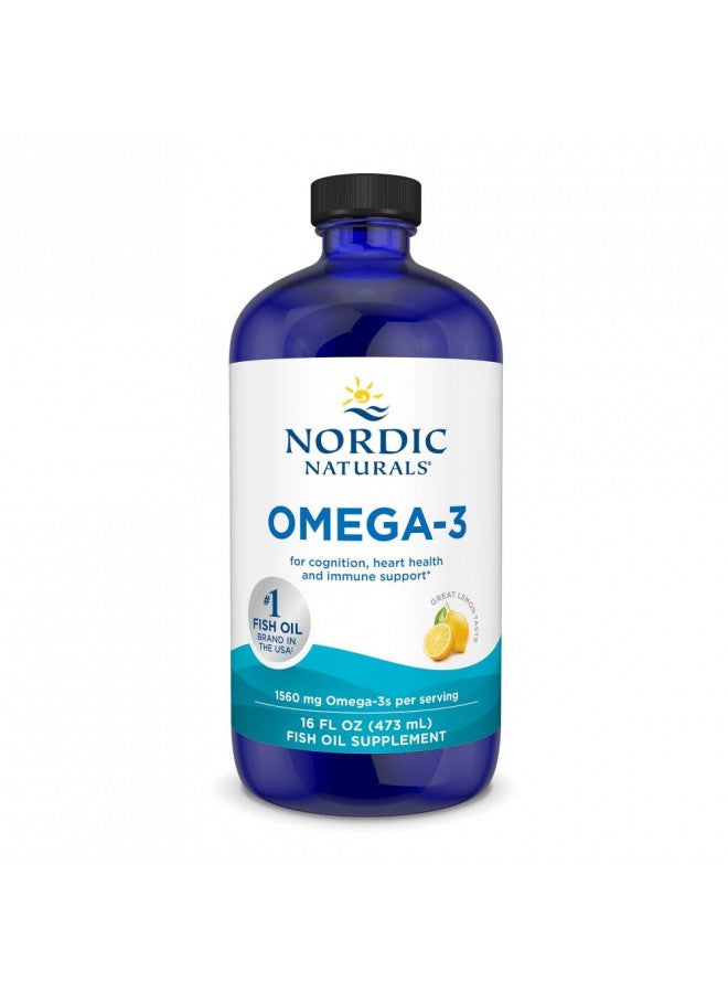 Nordic Naturals Omega-3, Lemon Flavor - 16 oz - 1560 mg Omega-3 - Fish Oil - EPA & DHA - Immune Support, Brain & Heart Health, Optimal Wellness - Non-GMO - 96 Servings