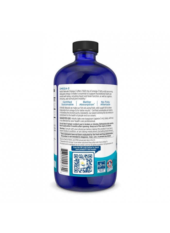 Nordic Naturals Omega-3, Lemon Flavor - 16 oz - 1560 mg Omega-3 - Fish Oil - EPA & DHA - Immune Support, Brain & Heart Health, Optimal Wellness - Non-GMO - 96 Servings