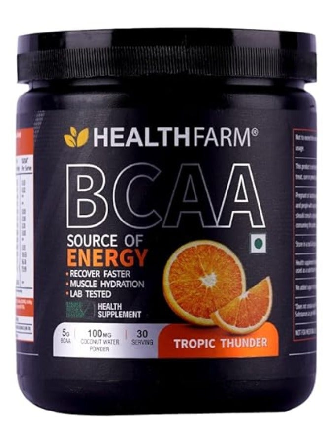 HealthFarm BCAA Supplement + Electrolytes Support Muscle Recovery Tropic Thunder Flavor 30 Servings