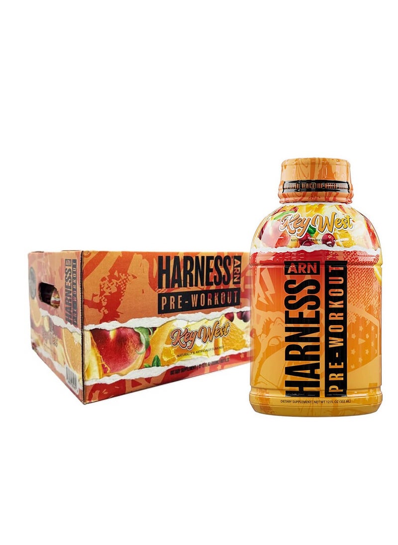 ARN Harness Pre Workout Rtd, Key West Flavor, 355ml Pack of 12