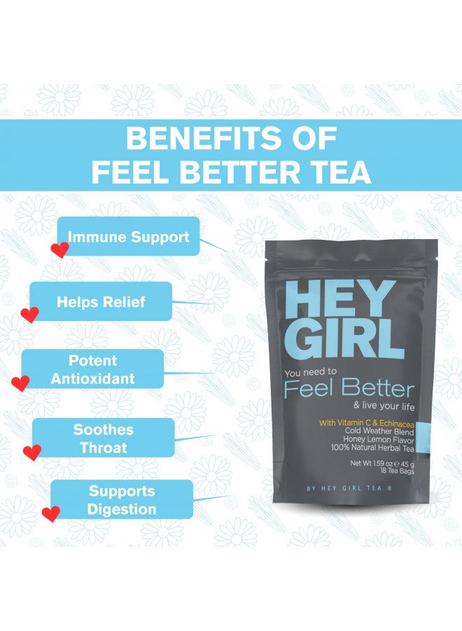 Get Well Soon Gifts For Women | Immunity Tea For Colds and Sore Throat with Elderberry, Echinacea | Care Package For Sick Friend to Feel Better | Recovery Immune Support, Herbal Throat Coat Tea Bags