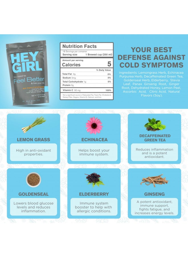 Get Well Soon Gifts For Women | Immunity Tea For Colds and Sore Throat with Elderberry, Echinacea | Care Package For Sick Friend to Feel Better | Recovery Immune Support, Herbal Throat Coat Tea Bags