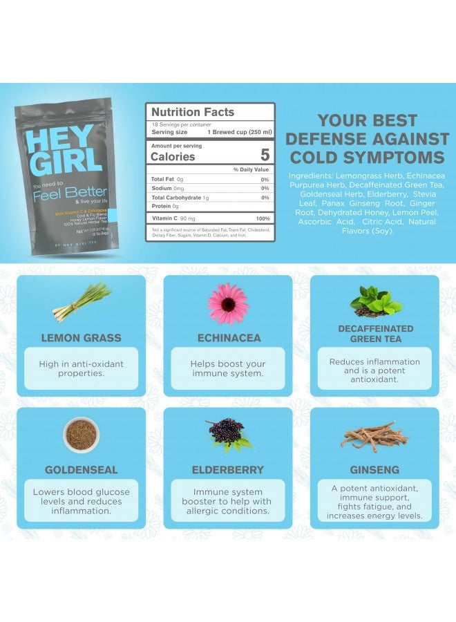 Get Well Soon Gifts For Women | Immunity Tea For Colds and Sore Throat with Elderberry, Echinacea | Care Package For Sick Friend to Feel Better | Recovery Immune Support, Herbal Throat Coat Tea Bags