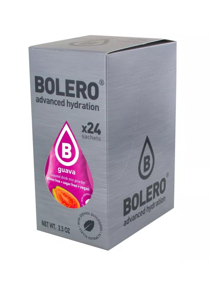 Bolero Advanced Hydration Drink Packets Classic Sachets, Sugar-Free Water Flavoring Packets, Calorie-Free Powder Drink (9g x 24, Guava)