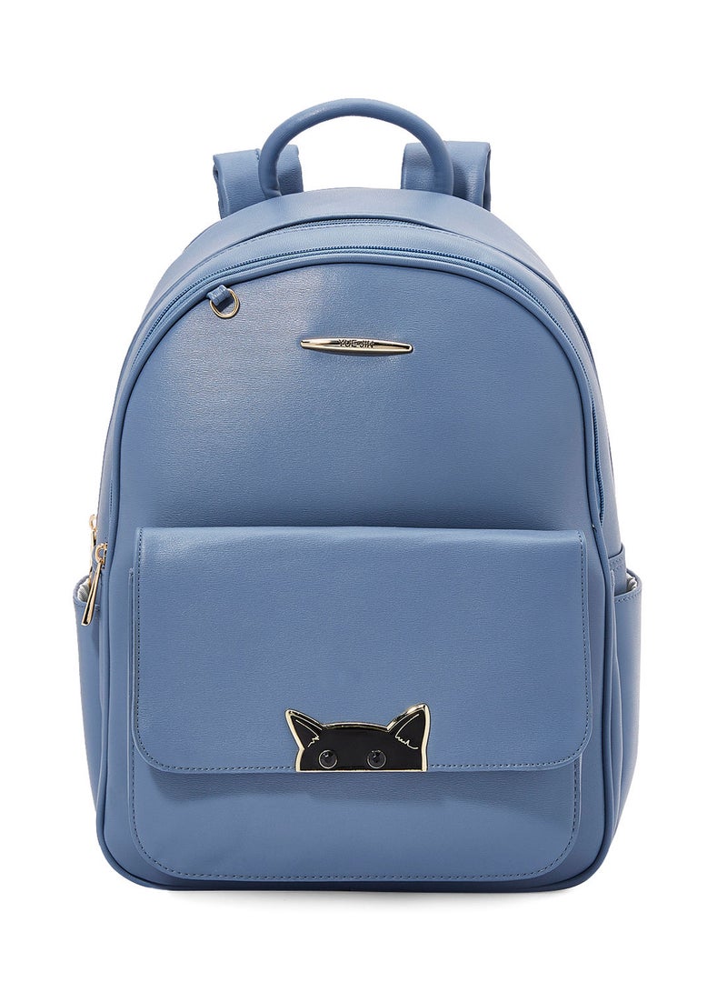 Faux Leather Backpack Blue