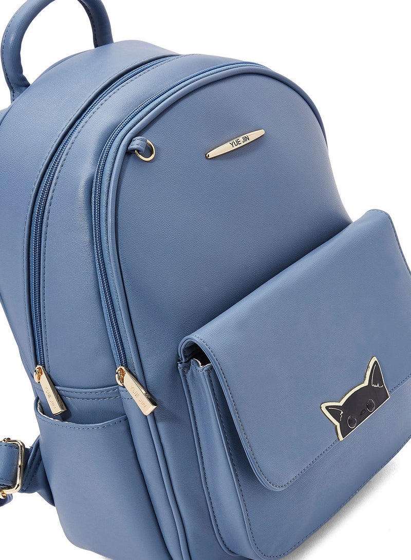 Faux Leather Backpack Blue