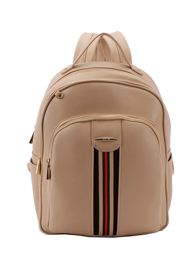 Faux Leather Fashion Backpack Apricot