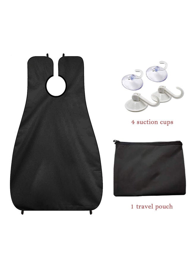 Beard Apron with 4 Suction Cups and Storage Pouch Black