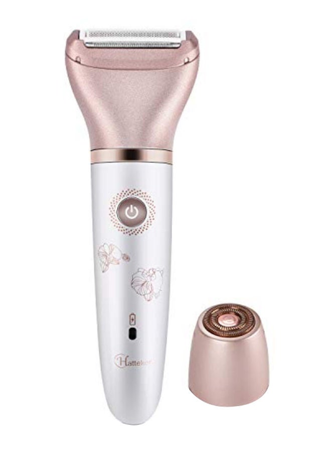 USB Rechargeable Hair Removal Electric Epilator With Replacment Head White/Rose Gold