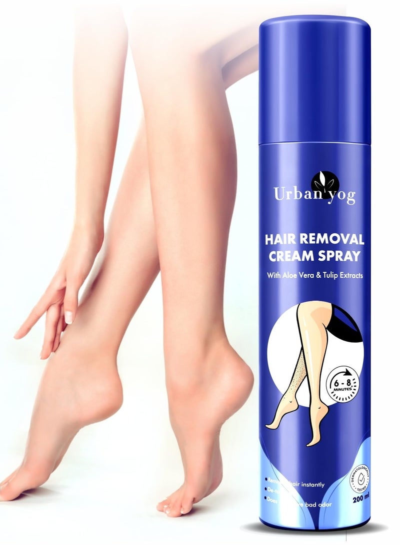 Urban Yog Hair Removal Cream Spray With Tulip Fragrance | Pain-free Body Hair Removal for Women (200 ml)