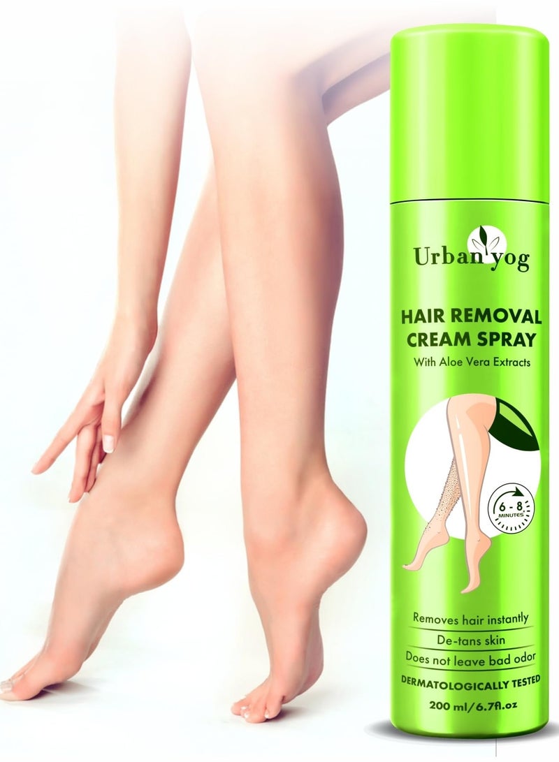 Urban Yog Hair Removal Cream Spray With Aloe Vera Extracts | Pain-free Body Hair Removal for Women (200 ml)