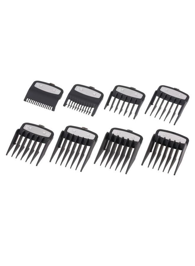 8-Piece Professional Hair Clipper Guide Comb Set Black/Silver