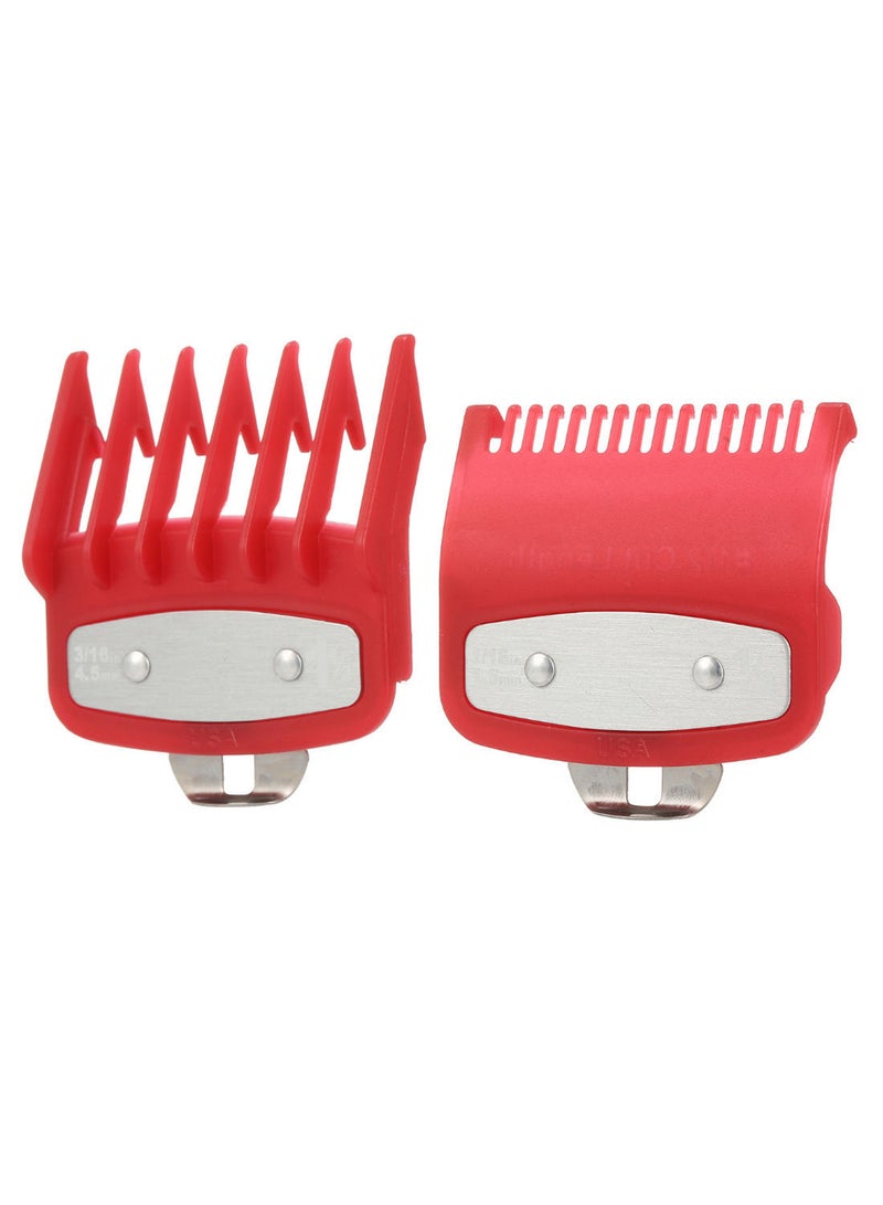 2-Piece Electric Hair Trimmer Cutting Guide Comb Set Red/Silver