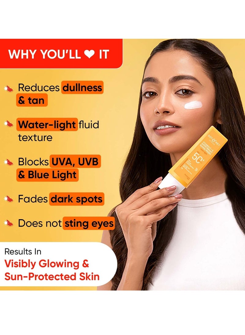 Dot & Key Vitamin C+E Super Bright Sunscreen Spf 50 Pa+++ - 50g & Dot & Key Vitamin C + E Super Bright Gel Face Wash | For Normal Skin | Skin Care Combo | For Women & Men