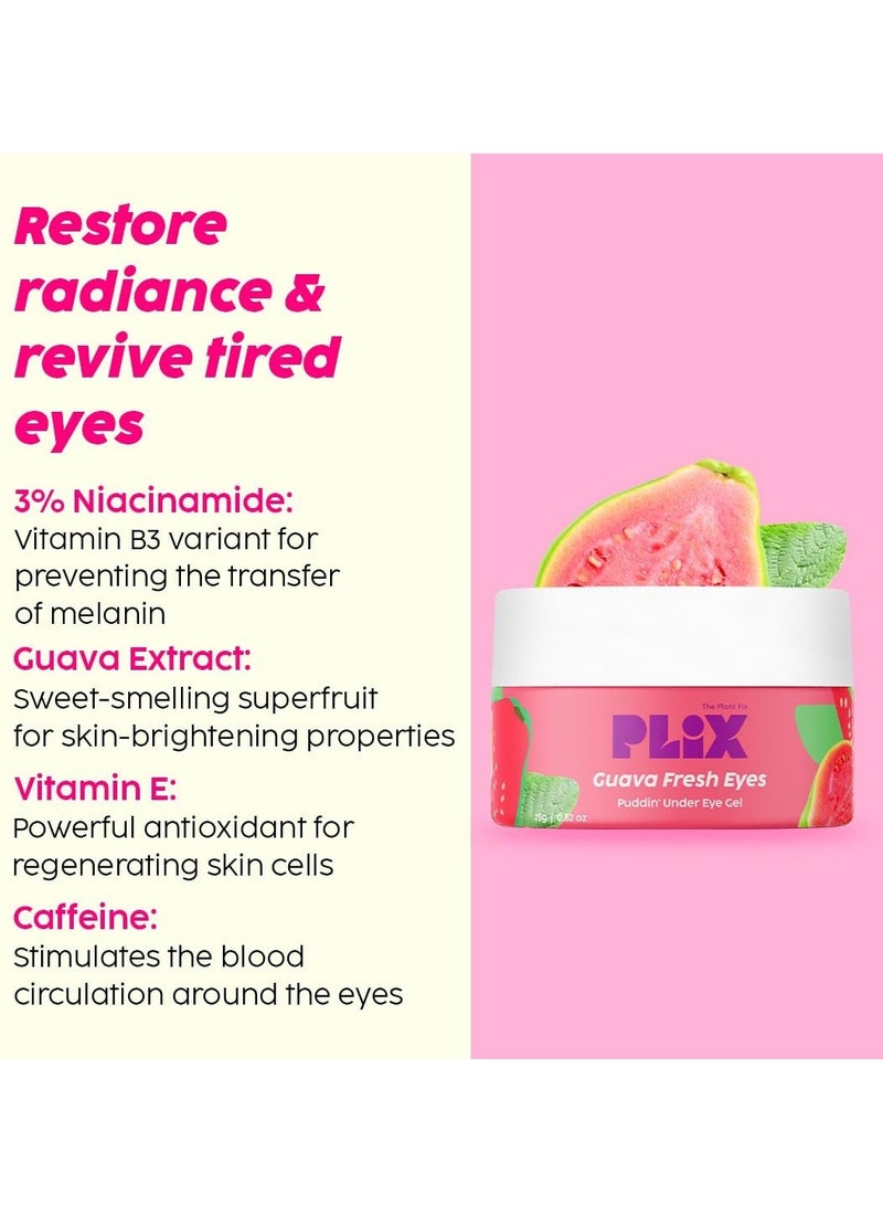 PLIX - THE PLANT FIX Under-Eye Gel and SPF 50+ Guava Glow Sunscreen Combo, For Glowing Skin & Reducing Dark Circles, 3% Niacinamide, Ceramides, Vitamin C | For Women & Men, All Skin Types